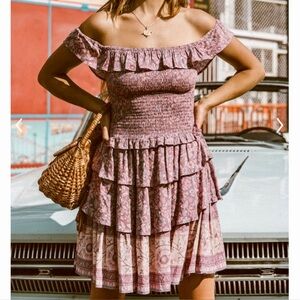 SPELL AND THE GYPSY COLLECTIVE DAHLIA RA-RA MINI DRESS IN MULBERRY